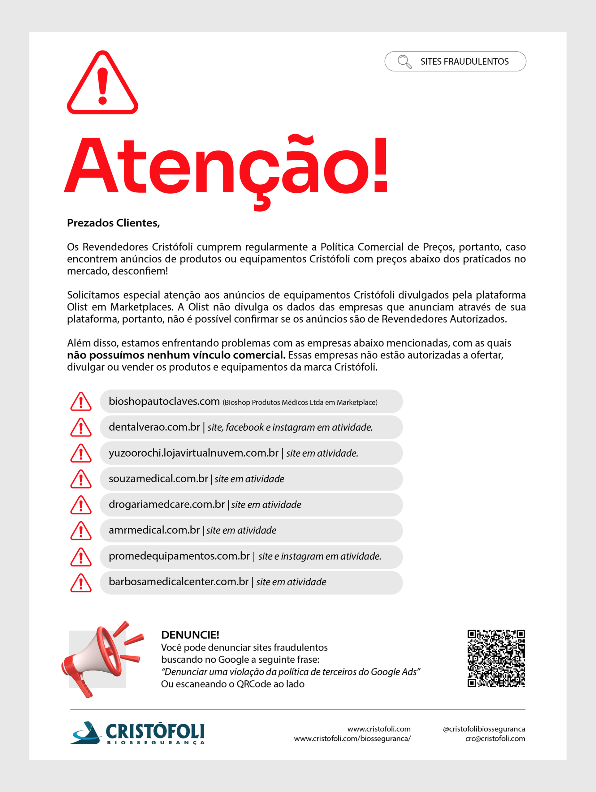 Alerta sites fraudulentos