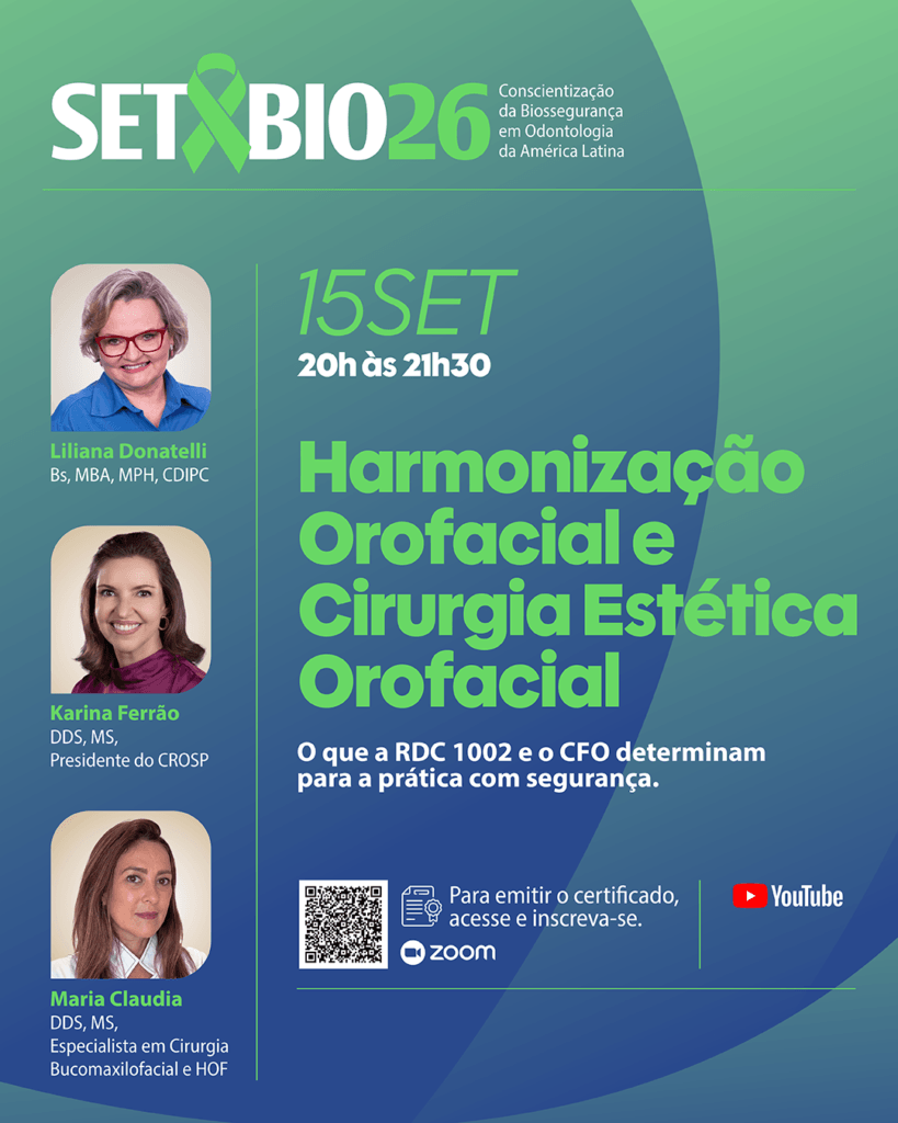 SETBIO 2026 - HOF e Cirurgia Estética Orofacial 15 de setembro das 20 às 21h30m. O que a RDC 1002 e o CFO determinam para a prática com segurança. Saiba mais como participar no evento.