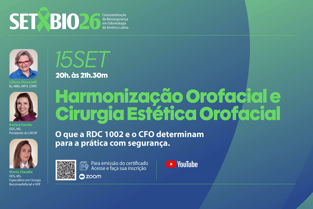 SETBIO 2026 - HOF e Cirurgia Estética Orofacial 15 de setembro das 20 às 21h30m. O que a RDC 1002 e o CFO determinam para a prática com segurança. Saiba mais como participar no evento.